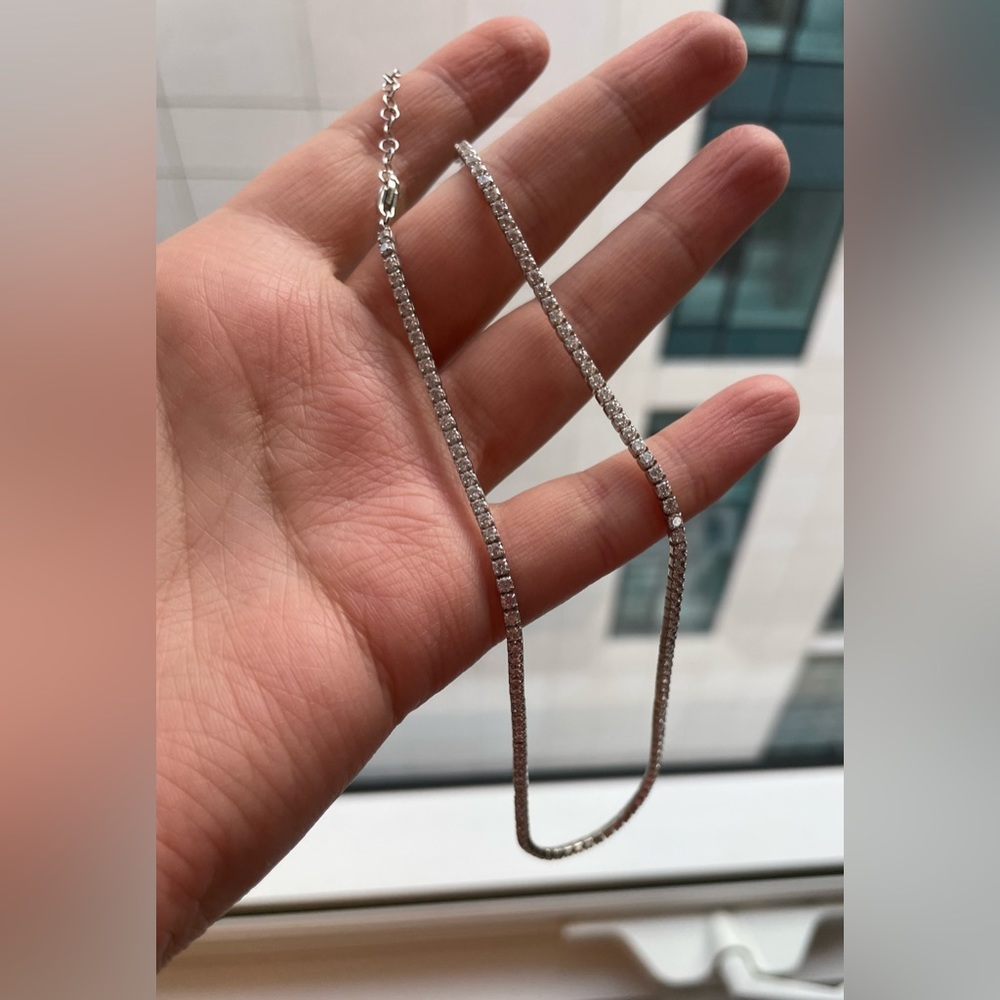 Silver cubic zirconia tennis choker